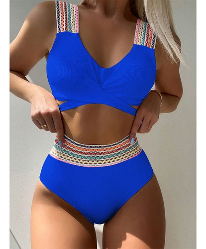 Traje De Baño Ajustado A La Moda De Cintura Alta Para Mujer