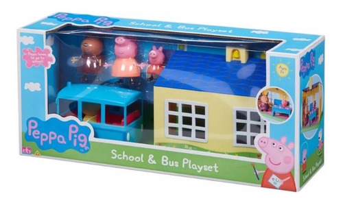 Peppa Pig Playset Escuela + Autobus Escolar 4 Personajes Edu