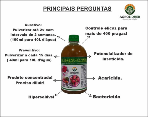 Óleo De Neem/nim Concentrado 500ml - Rende 150 Litros - Vd00