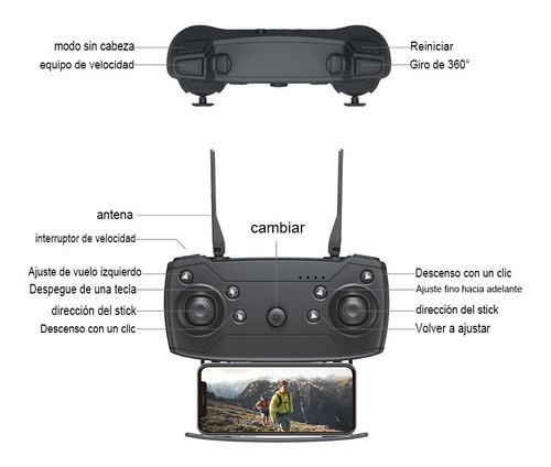 E88 Rc Drone Con Cámara 4k Quadcopter + 3 Batería