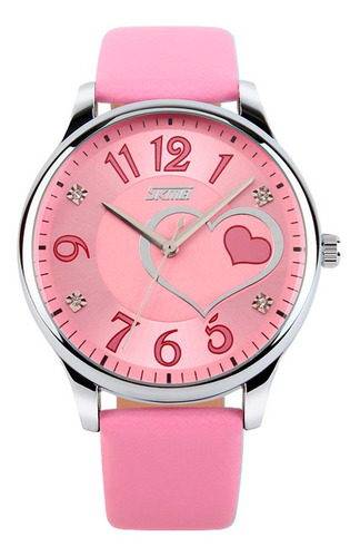 Reloj Mujer Skmei 9085 Cuero Ecologico Minimalista Elegante Color de la malla Rosado