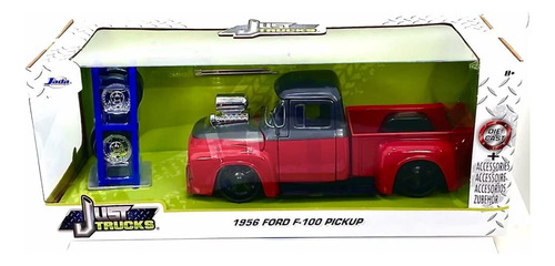 Ford F-100  Con Neumáticos De Repuesto, Color Rojo - Jada .