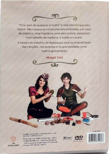 Dvd Julia Pittier & Daniel Ayres Badulaque 15 Canções Ao Viv