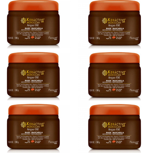 6 Mascarilla Argan Nutrapel Keractive Moroccan Sin Parabenos