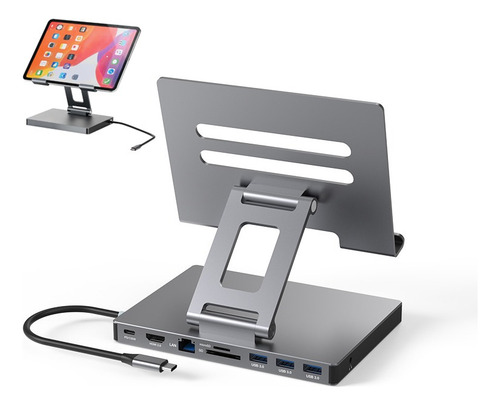 9 En1 Hub Usb3.0 Docking Station Hdmi 4k Soporte Para Tablet