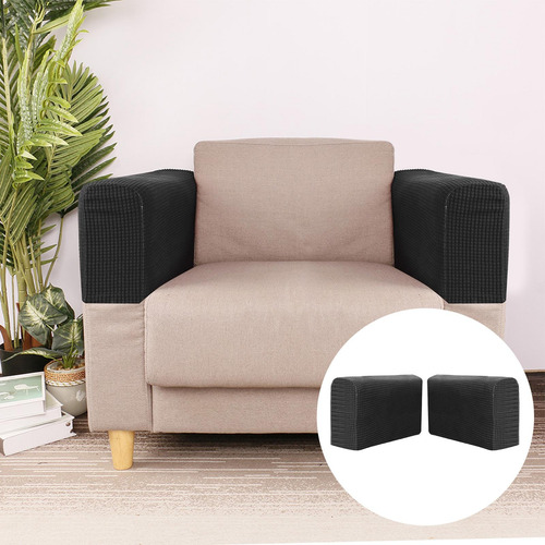 3 Fundas Elásticas De Para Reposabrazos Para Sofá De Negro