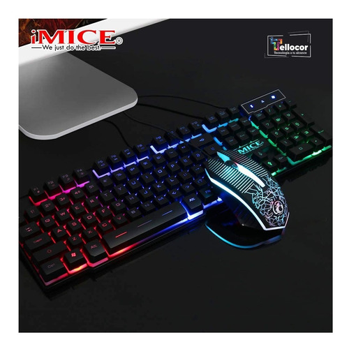 Imagen 2 de 9 de Combo Kit Gamer Teclado Y Mouse Retroiluminado Luces Led Rgb