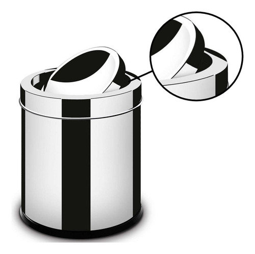 Lixeira Inox Basculante Com Tampa 5l- Wincy