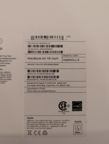 Apple Macbook Air M2 15 8gb Ram 256gb Ssd Retina Midnight Blue (Usado)