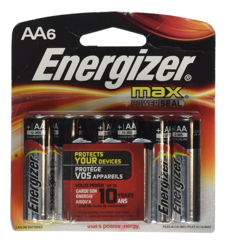 Energizer 06470 - Pilas Aa De 1,5 Voltios Max (6 Unidades) (e91bpf-6)