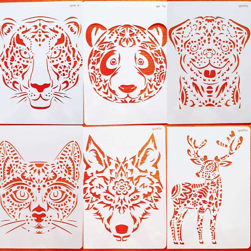 Kit 6 Stencil Animais Para Pintura Aerografia 21×30 Cm A4