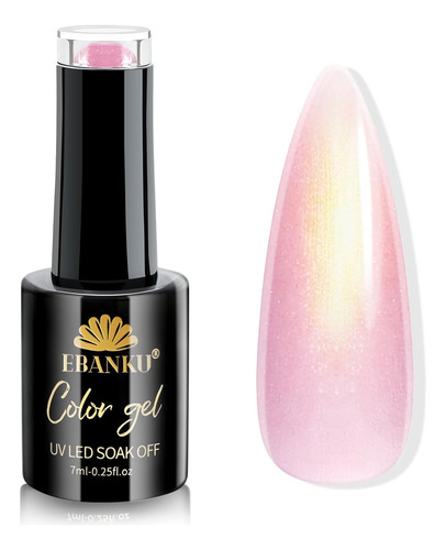 Ebanku Esmalte Gel Rosa, Iridiscente Con Purpurina 7ml