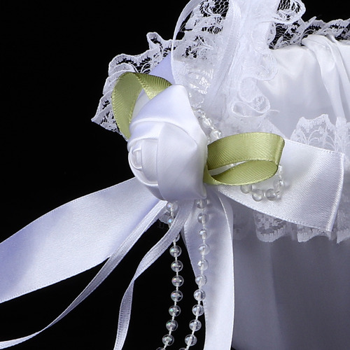 Elegante Cesta Grande De Encaje Para Boda Con Flores Para Ni