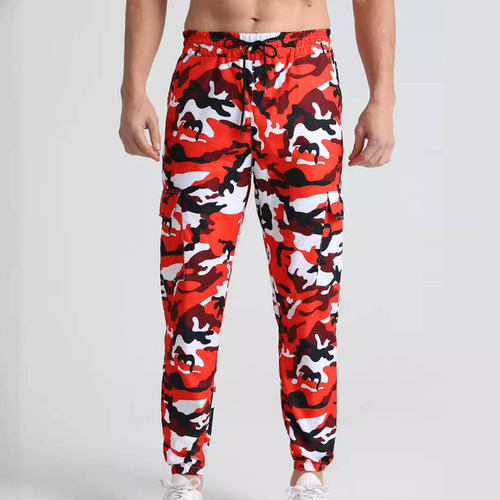 Pantalones Con Estampado De Camuflaje Con Bolsillos Elástico