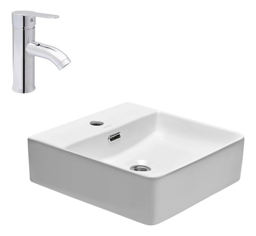 Juego Lavatorio Bacha Peirano + Grifería Crafters Napoli Aq Acabado Brillante Color Blanco