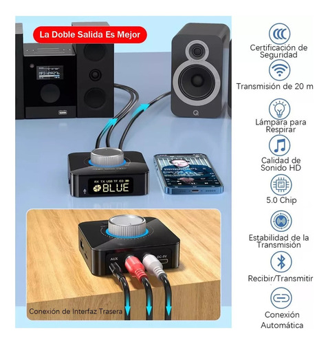 Bluetooth5.0 Transmisor/receptor Audio Portátil 2en1 Adapter