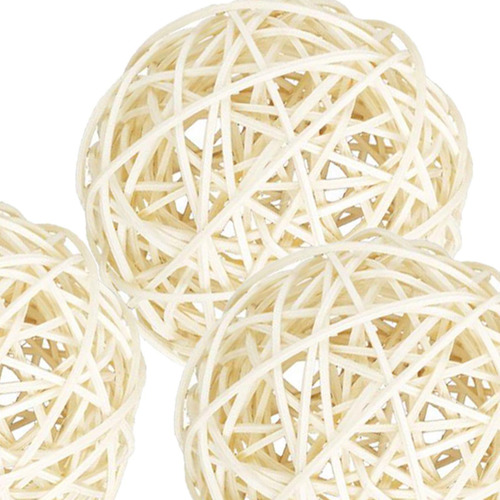 3x Bolas De Mimbre De Ratán, Adorno Artesanal, Bolas 8cm