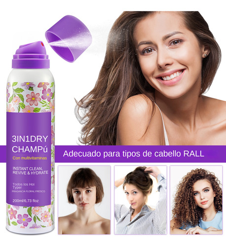 Shampoo En Seco Aerosol Spray Capilar Sin Enjuague 3 En 1