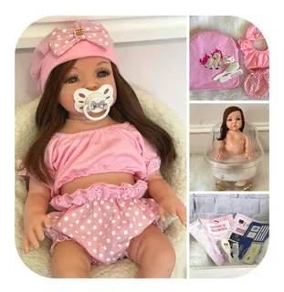 Bebê Reborn Real Boneca Corpo Silicone Vários Acessórios