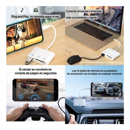 Lector De Tarjeta De Memoria Usb C Adaptador Otg Usb 3 En 1