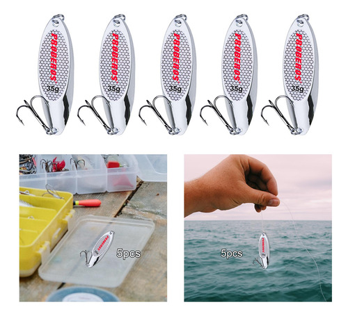 5 Uds Cucharas De Pesca Señuelos Cucharas De Plata 35g