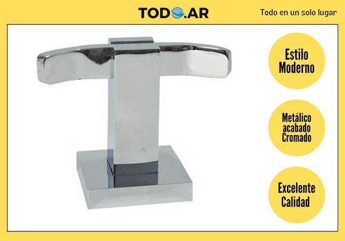 Imagen 2 de 2 de Percha Doble Para Baños, Metálico Acabado Cromado Moderno