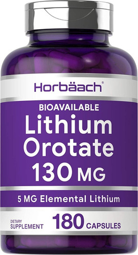 Orotato De Litio 130 Mg Horbaach 180 Cápsulas