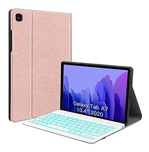 Funda+teclado Juqitech Galaxy Tabl S6 Lite 10.4ø Rosado