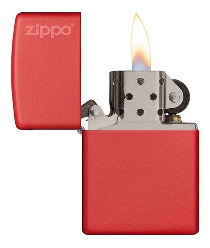 Encendedor Zippo Rojo Mate Logo Zippo Rojo