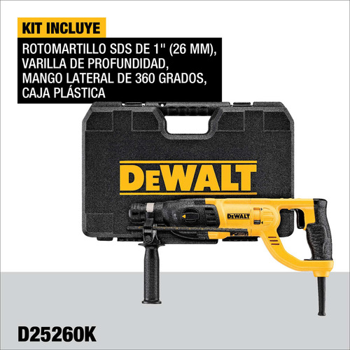 Imagen 5 de 11 de Rotomartillo electroneumático DeWalt D25260K amarillo y negro frecuencia de 50Hz/60Hz con 800W de potencia 120V
