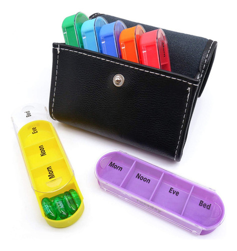 Bolsa Organizadora De Pastillas De Piel Para Pill Weekly Pu