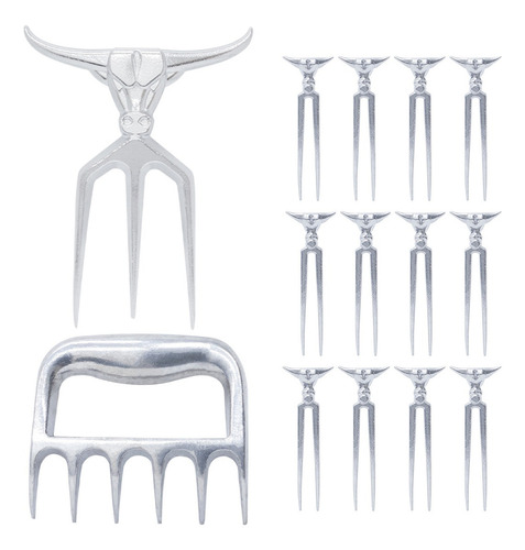 Kit Com Garra De Urso Tridente 12 Garfos Petisco P Churrasco