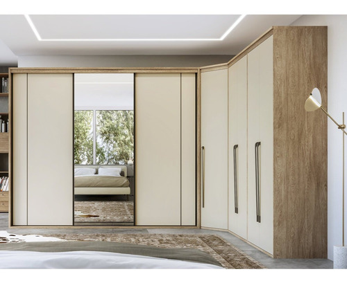 Módulo 900mm 2 Portas Espelhadas 3 Gavetas