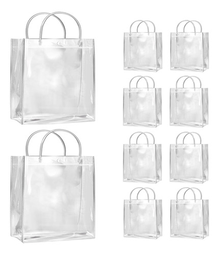 10 Bolsas De Regalo Transparentes Con Asas Para Joyas, Caram