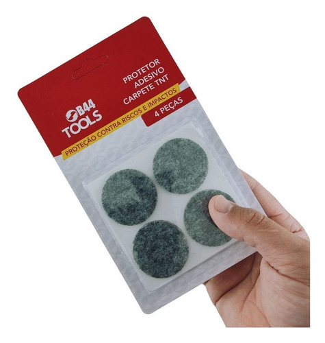 Imagem 2 de 3 de Protetor Adesivo Carpete Tnt 4un Redondo 40mm - B44 Imports