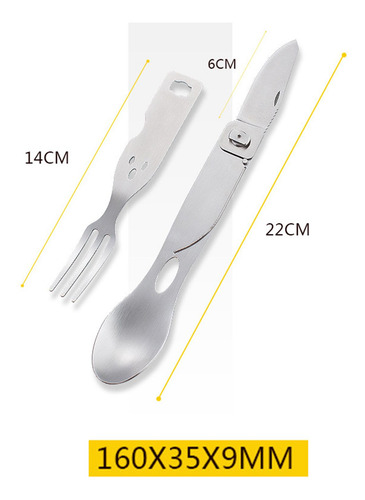 Utensilio Para Acampar, Cubiertos Portátiles De Acero