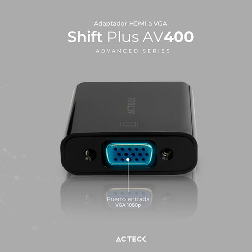 Adaptador Acteck Shift Plus Av400 Hdmi A Vga Negro Ac-934756