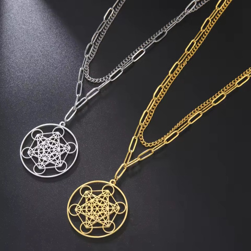 Dije Cubo De Metatrón Símbolo De Geometría Sagrada Dorado