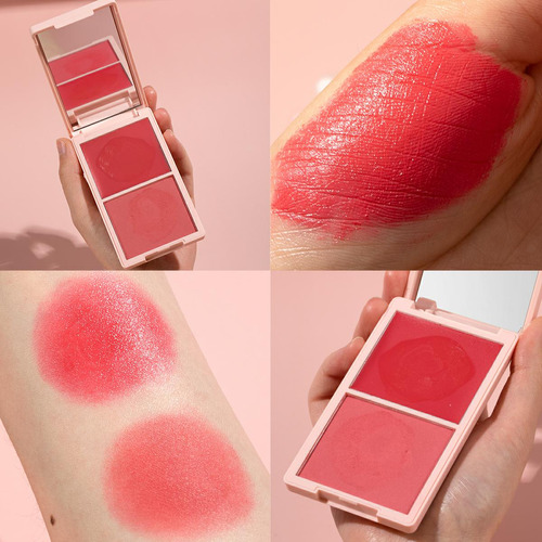 Paleta De Coloretes Doble, Suave Como La Seda, Que Brilla Si