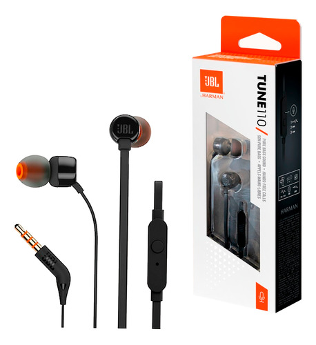 Audifono Tune110 Jbl 3.5mm Negro [ Jblt110blkam ]