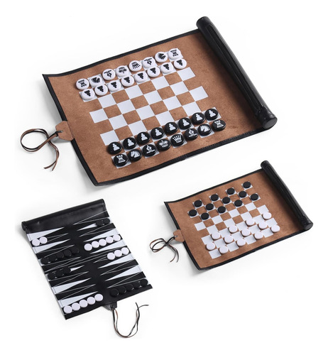 Magic Vosom Juego De Ajedrez Y Damas De Backgammon 3 En 1, J