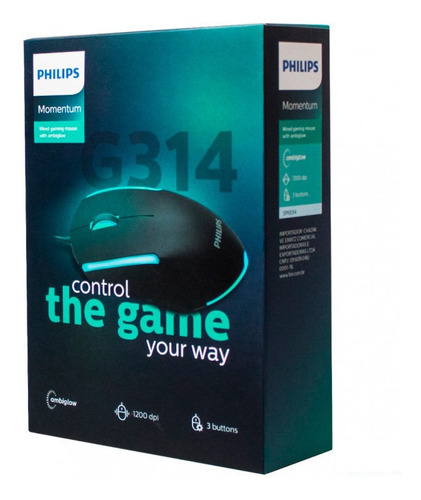 Mouse Gamer Philips Momentum 1200dpi G314