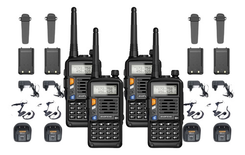 Kit 4 Rádios Baofeng Walkietalk Uvs9plus Rádiofm 2800mah 10w