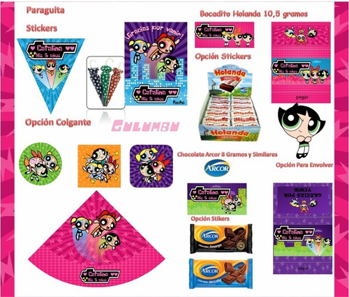 Kit Imprimible Chicas Superpoderosas Candy Bar Logo Editable