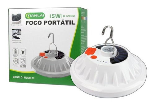 Foco Led Recargable Emergencia 15w Con Celda Solar Portatil