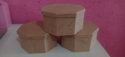 Caja Octagonal 7 Cm De Cada Lado 9 Cm De Alto De Mdf De 3mm