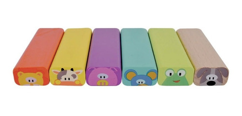Imagen 2 de 4 de Torre Bloques De Madera Animales Colores Tipo Jenga Dactic