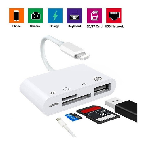 Adaptador 4-1 Usb 3 Otg Micro Sd Carga iPad iPhone Lightning