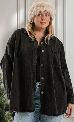 Camisa Jean Camisero Mujer Cuello Clasico Talles Especiales