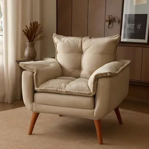 Poltrona Decorativa Sala De Estar Luxo Opala - Balaqui Desenho Do Tecido Suede Camurça